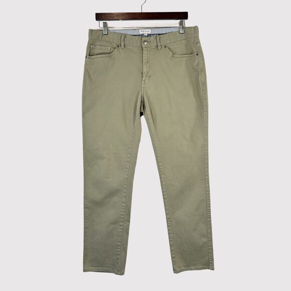 Peter Millar Mens Pants Green Chino Straight Classic Fit Performance Golf 34x29 - Picture 1 of 10